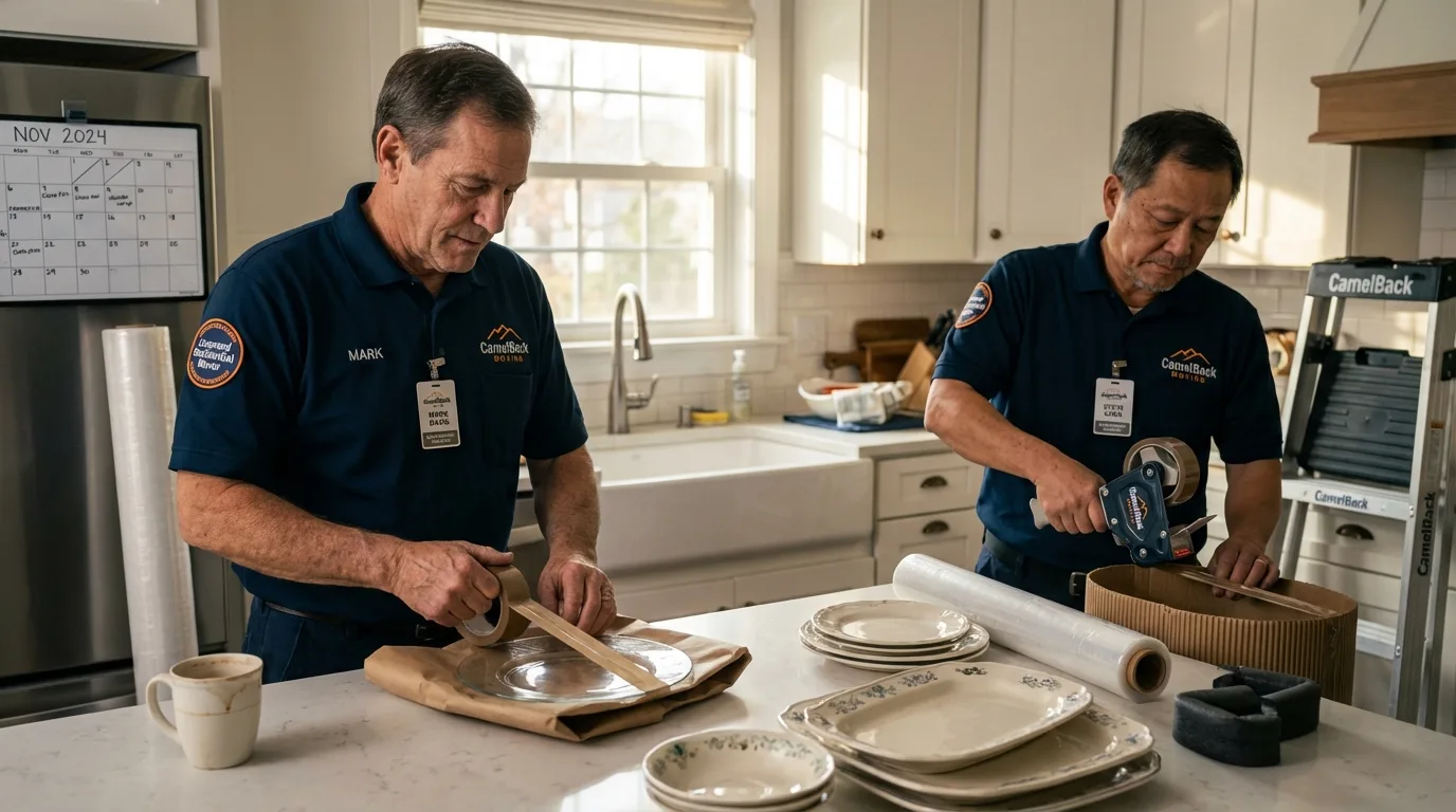 Professional crew packing kitchen dishware in New Castle, DE